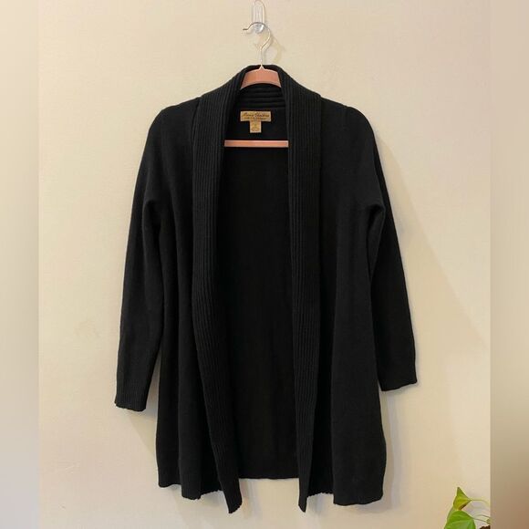 Marisa Christina Black 100% 2-Ply Cashmere Open Front Cardigan Women Size M - Picture 1 of 5